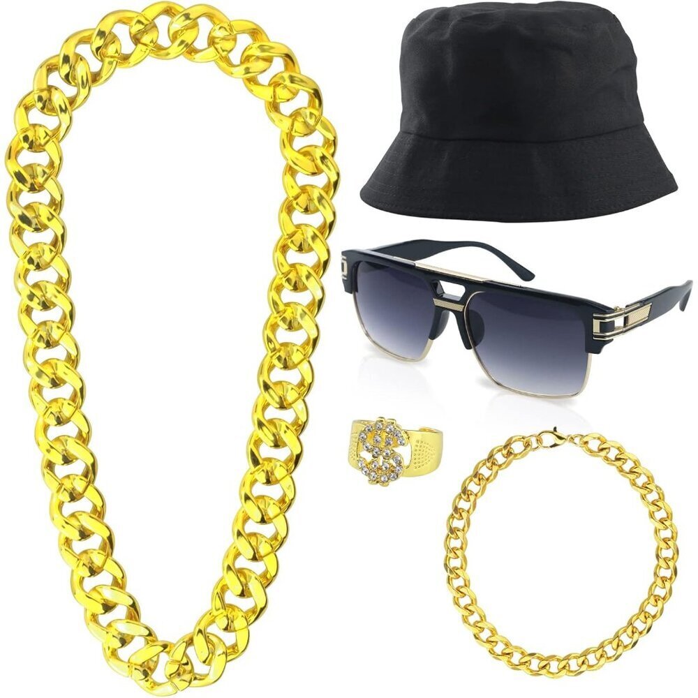 Hip Hop Costume Kit Accessories 80s 90s Party Outfits for Men Boys Kids